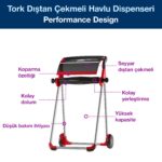 652008 Tork Dıştan Çekmeli Havlu Dispenseri Seyyar Kırmızı-Siyah - Görsel 4