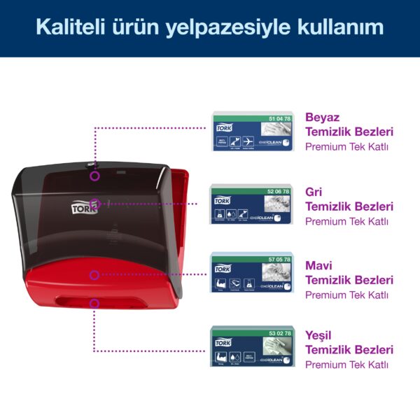 654008 Nonwoven Bez Dispenseri Kırmızı-Siyah - Görsel 5