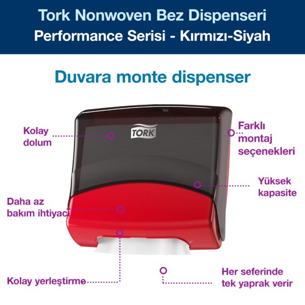 654008 Nonwoven Bez Dispenseri Kırmızı-Siyah - Görsel 4